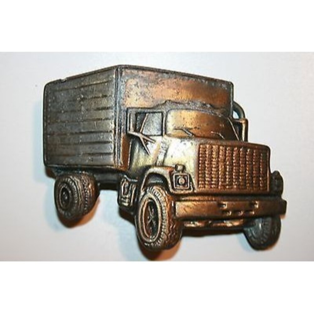 Vintage International Ford Box Trucker Big Rig 18 Wheeler Belt Buckle Semi